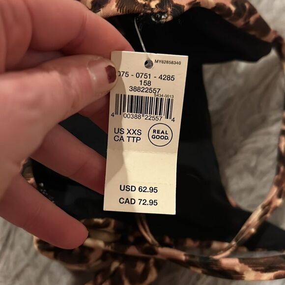 NWT aerie one piece full coverage tan and brown leopard print swimsuit - Picture 3 of 5